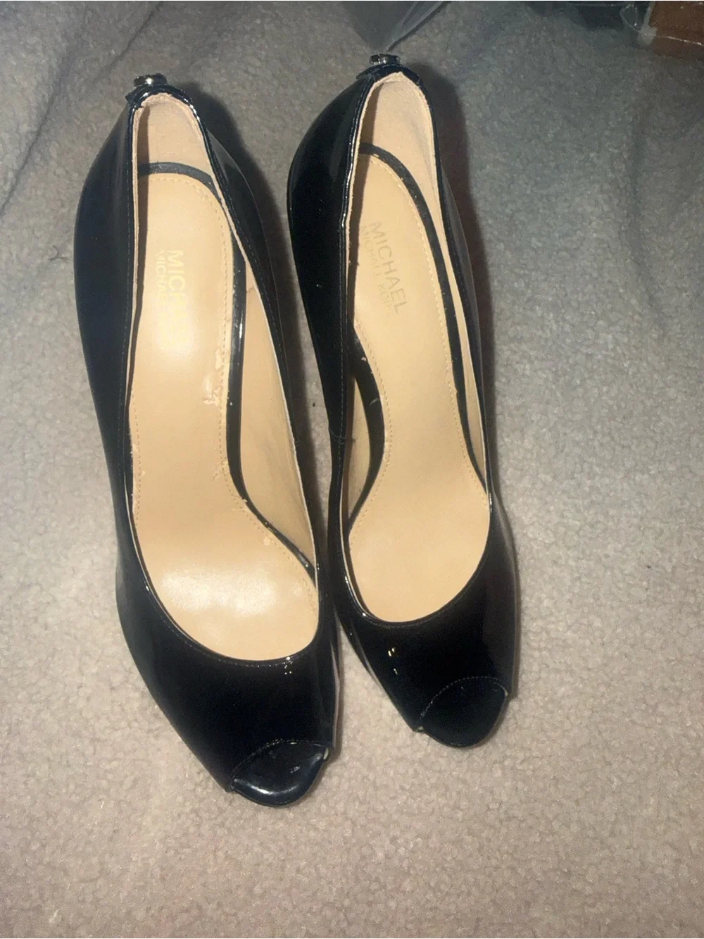 Michael Kors Black Patent Peep-Toe Heels